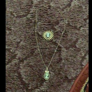 Parklane Signed Cameo Goldtone Brooch & Necklace Set